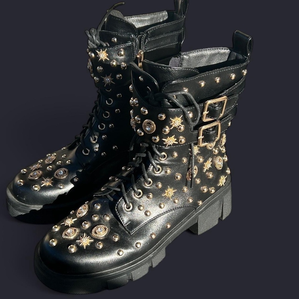 Studded Black Platform Booties